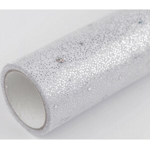 Tyl dekorační elastický s glitry šíře 48 cm Varianta: bílá stříbrná, Balení: 4.5 m