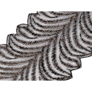 Vyšívaná krajka na monofilu šíře 80 mm Varianta: 2 černá zlatý lurex, Balení: 1 m