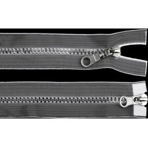 Zip kostěný 5 mm dělitelný 2 jezdce / dvoucestný 60 cm transparentní Varianta: transparent stříbrná, Balení: 1 ks