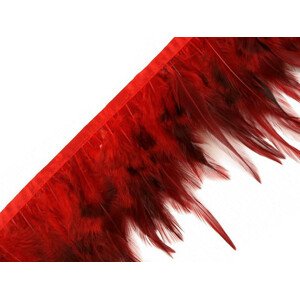 Prýmek - kohoutí peří šíře 12 cm Varianta: 1 červená jahoda, Balení: 1 m