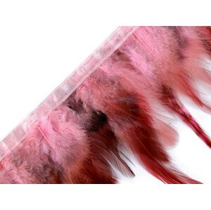 Prýmek - kohoutí peří šíře 12 cm Varianta: 17 růžová, Balení: 1 m