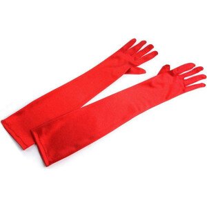 Dlouhé společenské rukavice saténové Varianta: 4 červená, Balení: 1 pár