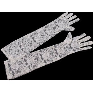 Dlouhé společenské rukavice krajkové Varianta: 1 bílá mléčná, Balení: 1 pár