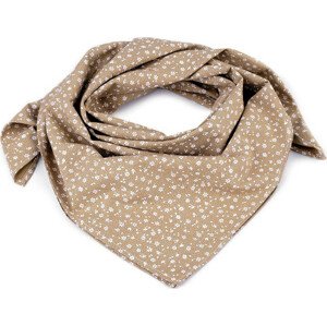 Bavlněný šátek s květy 65x65 cm Varianta: 17 (bsp121) béžová bílá, Balení: 1 ks