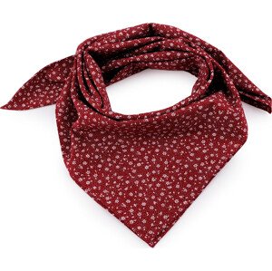 Bavlněný šátek s květy 65x65 cm Varianta: 20 (bsp135) červená tmavá bílá, Balení: 1 ks