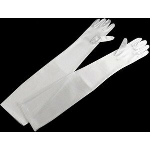 Dlouhé společenské rukavice saténové Varianta: 3 (60 cm) bílá, Balení: 1 pár
