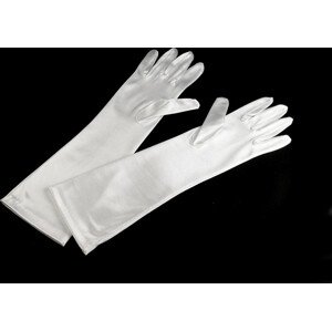Dlouhé společenské rukavice saténové Varianta: 4 (40 cm) bílá, Balení: 1 pár