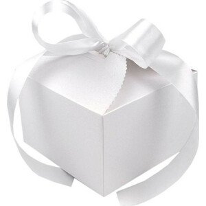 Papírová dárková krabička svatební se stuhou Varianta: 1 bílá perleť, Balení: 10 ks