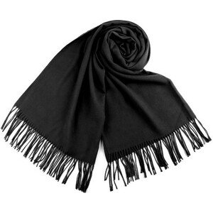 Šátek / šála typu pashmina s třásněmi 65x180 cm Varianta: 11 (03a) černá, Balení: 1 ks