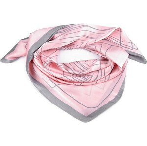 Saténový šátek s geometrickými vzory 70x70 cm Varianta: 2 pudrová, Balení: 1 ks