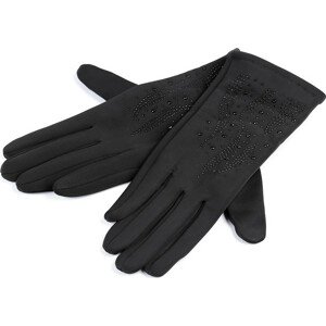 Dámské rukavice s kamínky Varianta: (vel. M) černá, Balení: 1 pár