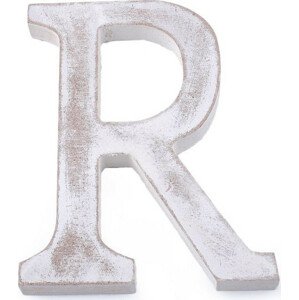 Dřevěná písmena abecedy vintage Varianta: 17 "R" bílá přírodní, Balení: 1 ks