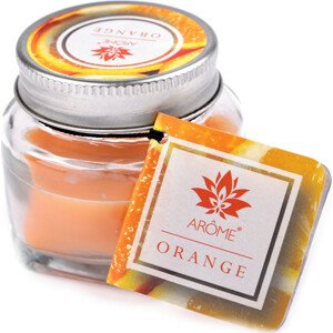 Malá vonná svíčka ve skle s jmenovkou 28 g Varianta: 14 (Orange) oranžová výrazná, Balení: 1 ks