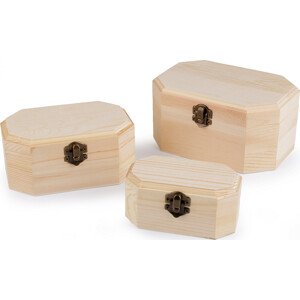 Dřevěná krabička k dozdobení sada 3 ks Varianta: přírodní, Balení: 1 sada