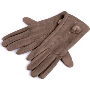 Dámské rukavice s kožešinovou bambulkou Varianta: 1 (vel. M) béžová tmavá, Balení: 1 pár