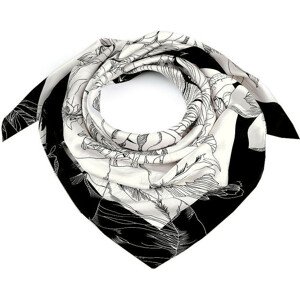 Saténový šátek květy 90x90 cm Varianta: 1 béžovobílá, Balení: 1 ks