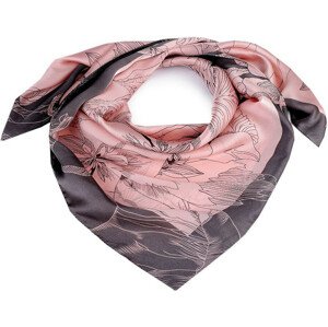 Saténový šátek květy 90x90 cm Varianta: 2 pudrová, Balení: 1 ks