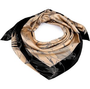Saténový šátek květy 90x90 cm Varianta: 3 béžová velbloudí, Balení: 1 ks