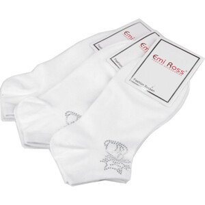 Dámské bavlněné ponožky kotníkové s kamínky Emi Ross Varianta: 50 (vel. 39-42) bílá, Balení: 3 pár