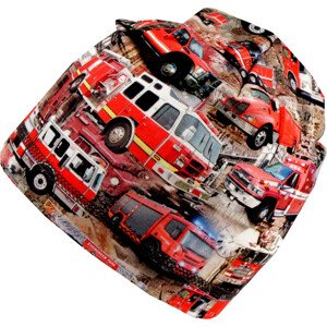 Dětská bavlněná čepice na jaro a podzim Varianta: 1 červená hasiči, Balení: 1 ks