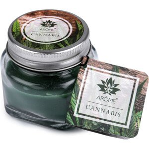 Malá vonná svíčka ve skle s jmenovkou 28 g Varianta: 6 (Cannabis) zelená jedle, Balení: 1 ks