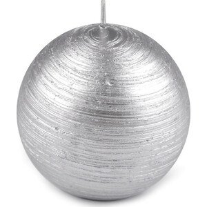 Adventní / vánoční svíčka koule metalický lesk Ø8 cm Varianta: 2 stříbrná, Balení: 1 ks