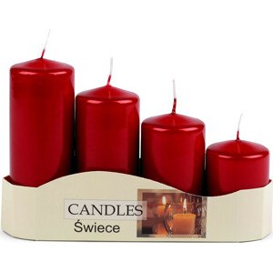 Adventní svíčky sestupné Varianta: 8 červená perleť, Balení: 1 sada