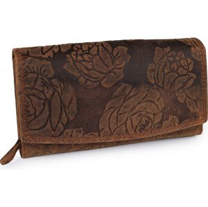 Dámská peněženka kožená s květy Varianta: 5 hnědá, Balení: 1 ks