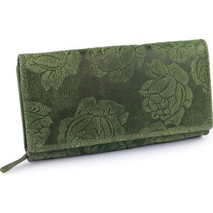 Dámská peněženka kožená s květy Varianta: 15 zelená světlá, Balení: 1 ks