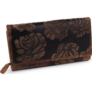 Dámská peněženka kožená s květy Varianta: 17 hnědá, Balení: 1 ks