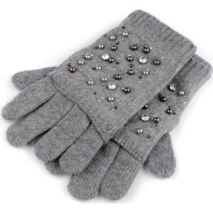 Dámské vlněné rukavice s perlami a kamínky "2 v 1" Varianta: 5 šedá, Balení: 1 pár
