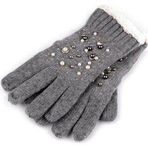 Dámské vlněné rukavice s kožíškem, zateplené Varianta: 6 šedá, Balení: 1 pár