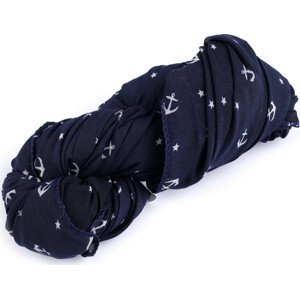 Letní šátek / šála kotva 80x170 cm Varianta: 7 modrá tmavá hvězda, Balení: 1 ks