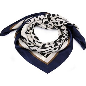 Saténový šátek leopard 70x70 cm Varianta: 3 krémová světlá modrá tmavá, Balení: 1 ks