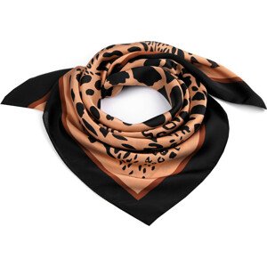 Saténový šátek leopard 70x70 cm Varianta: 4 béžová velbloudí černá, Balení: 1 ks