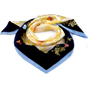 Saténový šátek motýl 70x70 cm Varianta: 3 modrá tmavá, Balení: 1 ks
