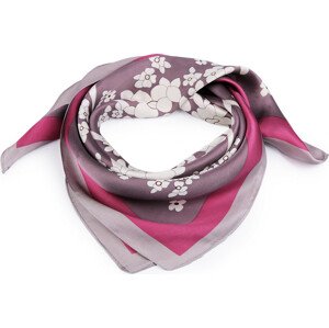 Saténový šátek květy 70x70 cm Varianta: 2 béžová tmavá, Balení: 1 ks