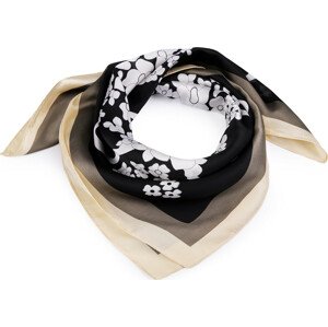 Saténový šátek květy 70x70 cm Varianta: 3 černá, Balení: 1 ks