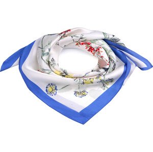 Saténový šátek květy 70x70 cm Varianta: 1 krémová nejsvět. modrá, Balení: 1 ks