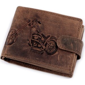 Pánská peněženka kožená pro myslivce, rybáře, motorkáře 9,5x12 cm Varianta: 4 hnědá motorka, Balení: 1 ks