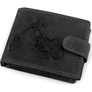 Pánská peněženka kožená pro myslivce, rybáře, motorkáře 9,5x12 cm Varianta: 5 černá motorka, Balení: 1 ks