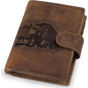 Pánská peněženka kožená pro myslivce, rybáře, motorkáře 9,5x12 cm Varianta: 8 hnědá světlá náklaďák, Balení: 1 ks