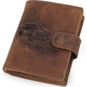 Pánská peněženka kožená pro myslivce, rybáře, motorkáře 9,5x12 cm Varianta: 9 hnědá světlá auto, Balení: 1 ks