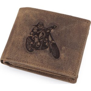 Pánská peněženka kožená pro myslivce, rybáře, motorkáře 9,5x12 cm Varianta: 11 hnědá světlá motorka, Balení: 1 ks