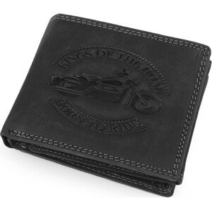 Pánská peněženka kožená pro myslivce, rybáře, motorkáře 9,5x12 cm Varianta: 12 černá motorka, Balení: 1 ks