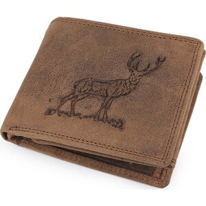 Pánská peněženka kožená pro myslivce, rybáře, motorkáře 9,5x12 cm Varianta: 13 hnědá světlá jelen, Balení: 1 ks