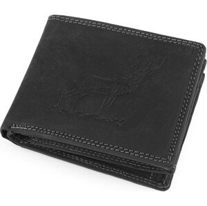 Pánská peněženka kožená pro myslivce, rybáře, motorkáře 9,5x12 cm Varianta: 14 černá jelen, Balení: 1 ks