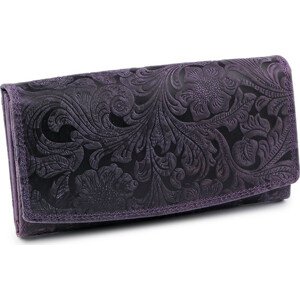 Dámská peněženka kožená růže, ornamenty 9,5x18 cm Varianta: 3 fialová tmavá, Balení: 1 ks