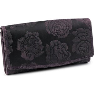 Dámská peněženka kožená růže, ornamenty 9,5x18 cm Varianta: 4 fialová temná, Balení: 1 ks