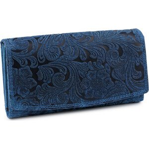 Dámská peněženka kožená růže, ornamenty 9,5x18 cm Varianta: 5 modrá, Balení: 1 ks